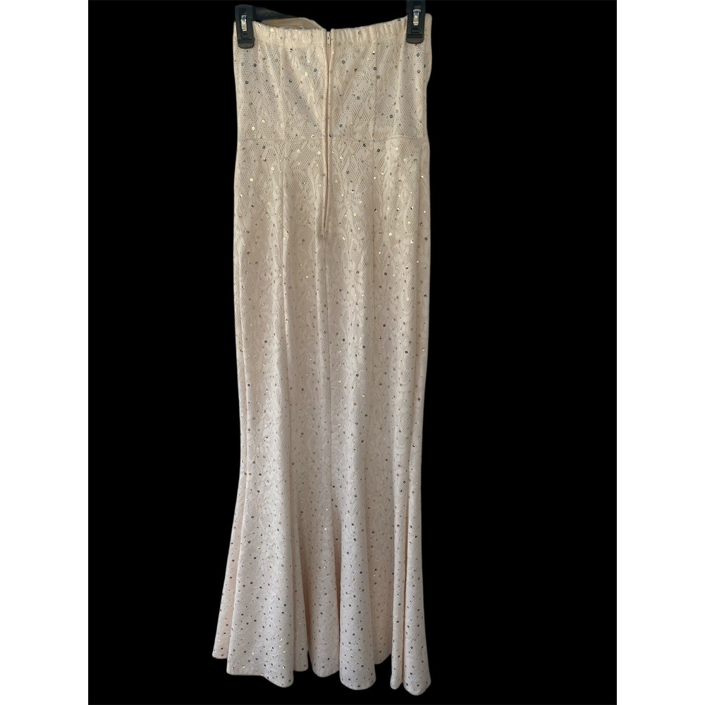 Bailey Blue Cream Gold Sequin Embellished Strapless Maxi Gown Formal Dress Large - Picture 3 of 12